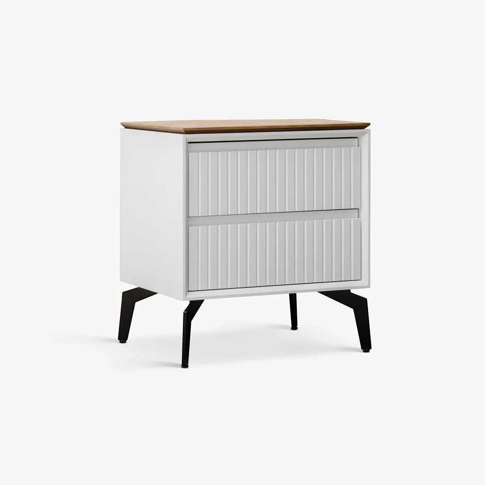 GENOA NIGHTSTAND | שידת לילה מעץ ומתכת 52/40 ס"מ, עם מגירות