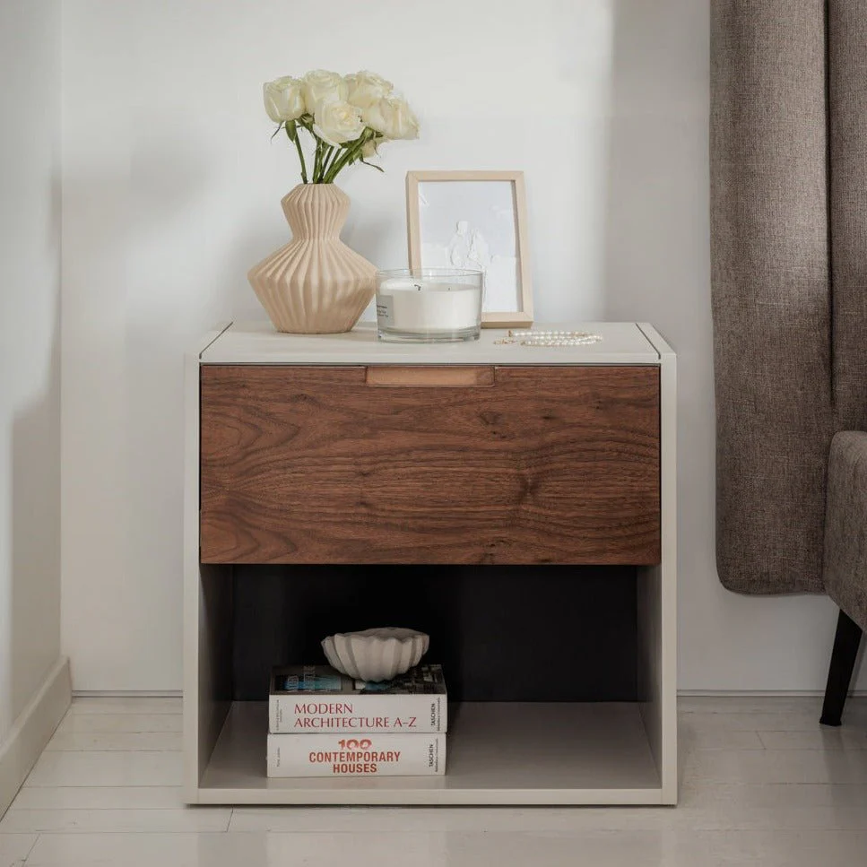 KLEE NIGHTSTAND | שידת לילה מעץ 55/40 ס"מ, עם מגירה ומדף פתוח - Image 2