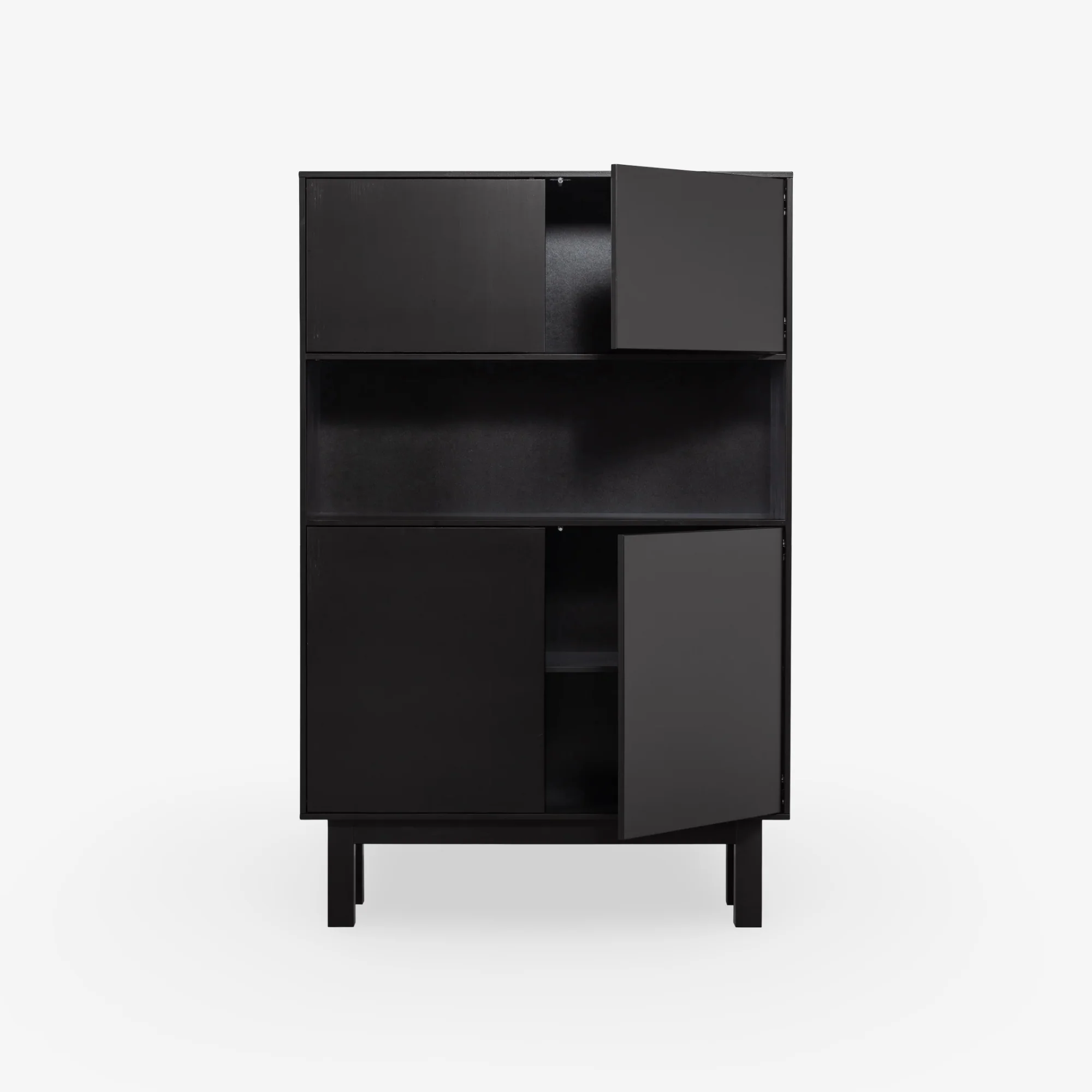LOK | ספריה מעץ אורן עם דלתות ומדף פתוח - Image 4