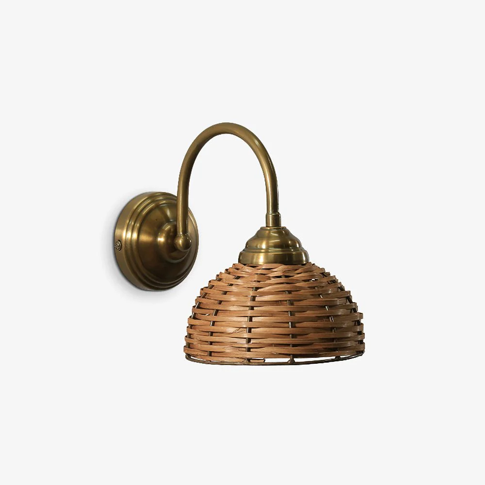 MELORO | מנורת קיר ממתכת בשילוב ראטן - Image 2
